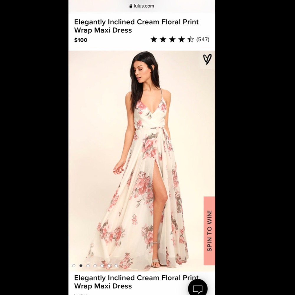 Lulus cream “elegantly inclined” floral wrap dress